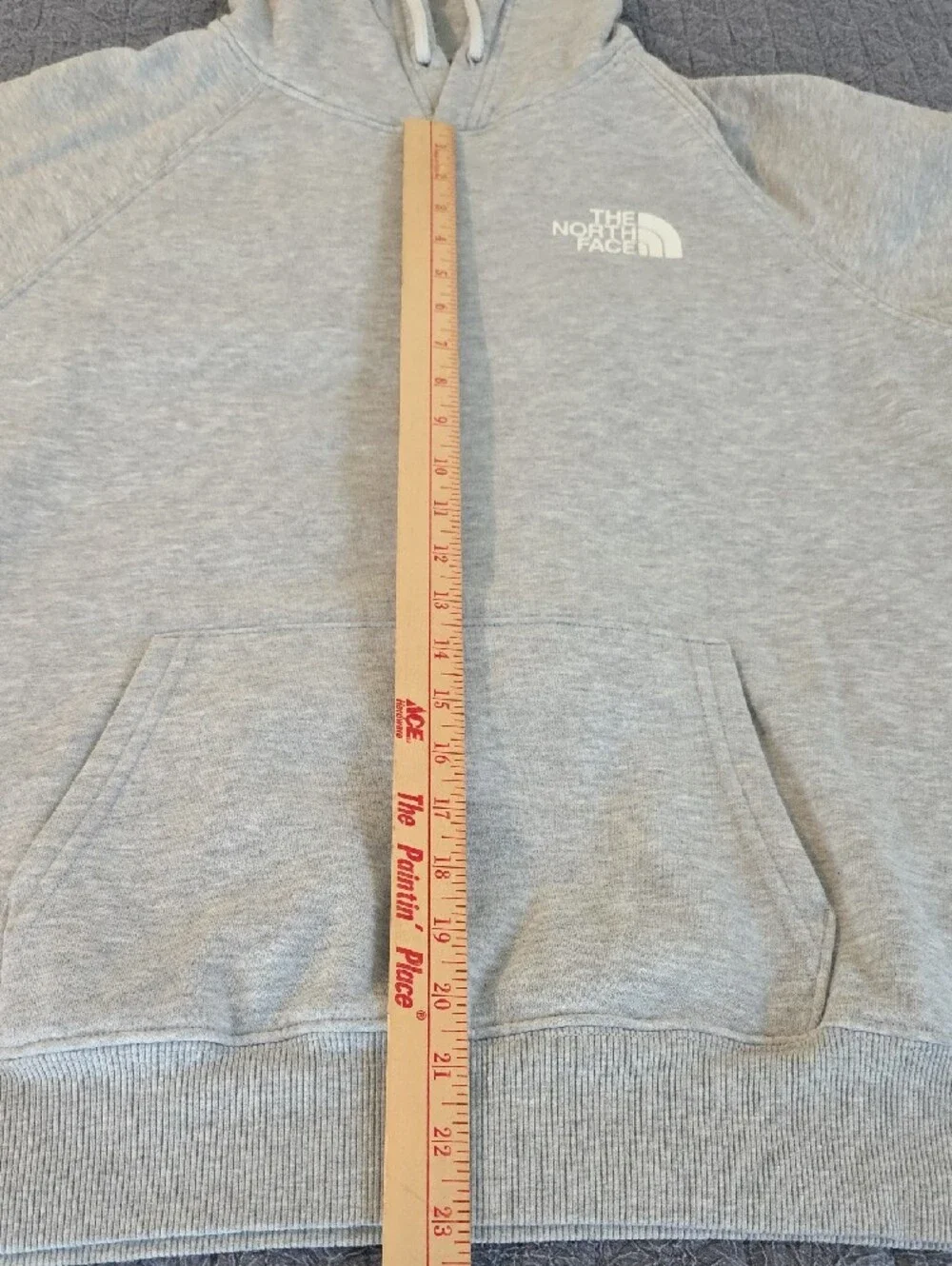 The North Face Light Gray Pullover Hoodie with Logo